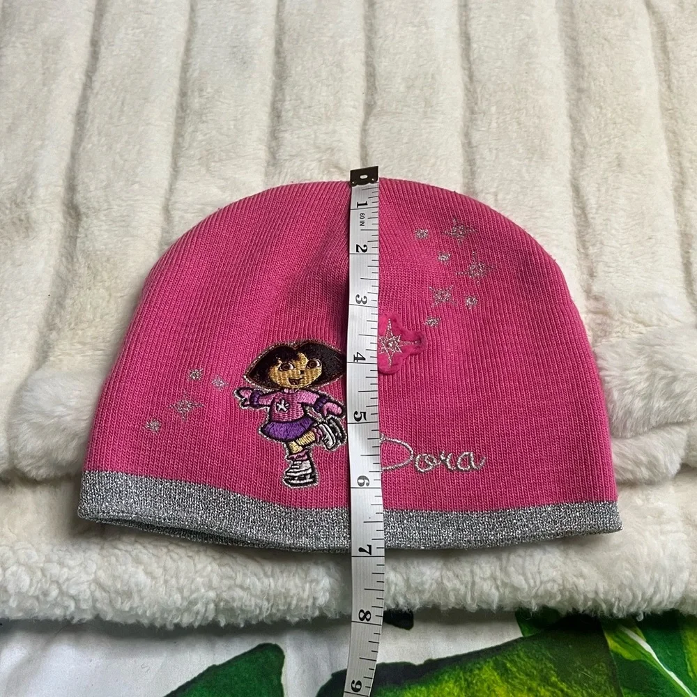 Y2K Dora the Explorer Pink Silver Embroidered Toddler Fall Winter Beanie
